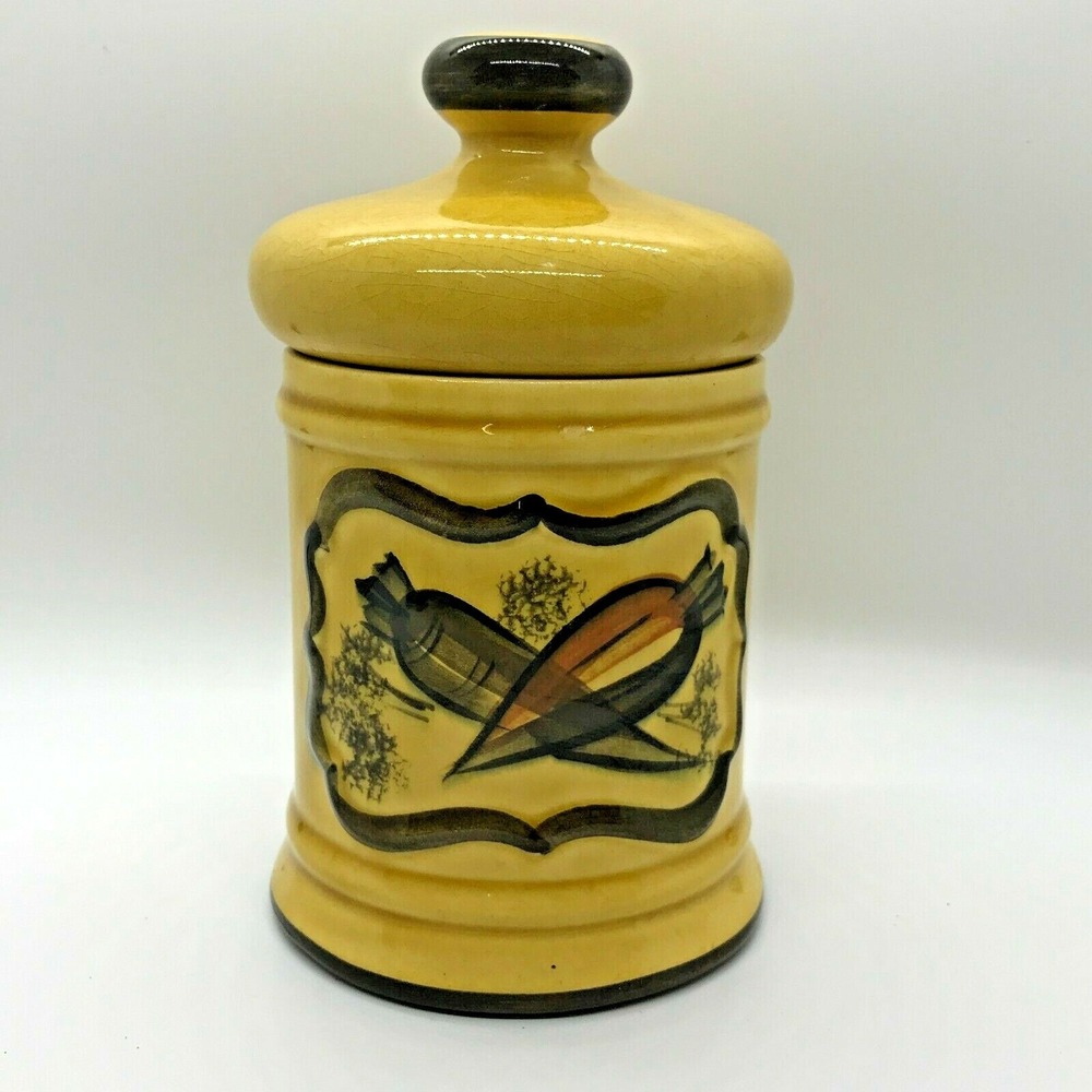 Los Angeles Potteries California Pottery Vegetables Carrot Small Canister Yellow